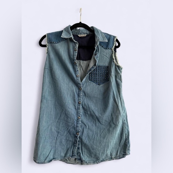 Mavi Denim Shirt with Stud Accents - Picture 1 of 6